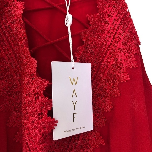 NWT Wayf Red Maxi Dress With Slit - Picture 6 of 8